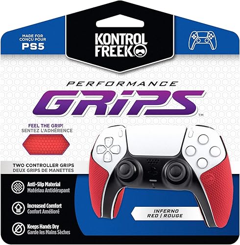 KontrolFreek Puños de rendimiento para el controlador PlayStation 5 (PS5) (Rojo Inferno)