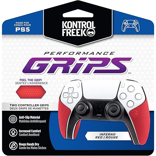 KontrolFreek Performance Grips for PlayStation 5 (PS5) Controller (Inferno Red)