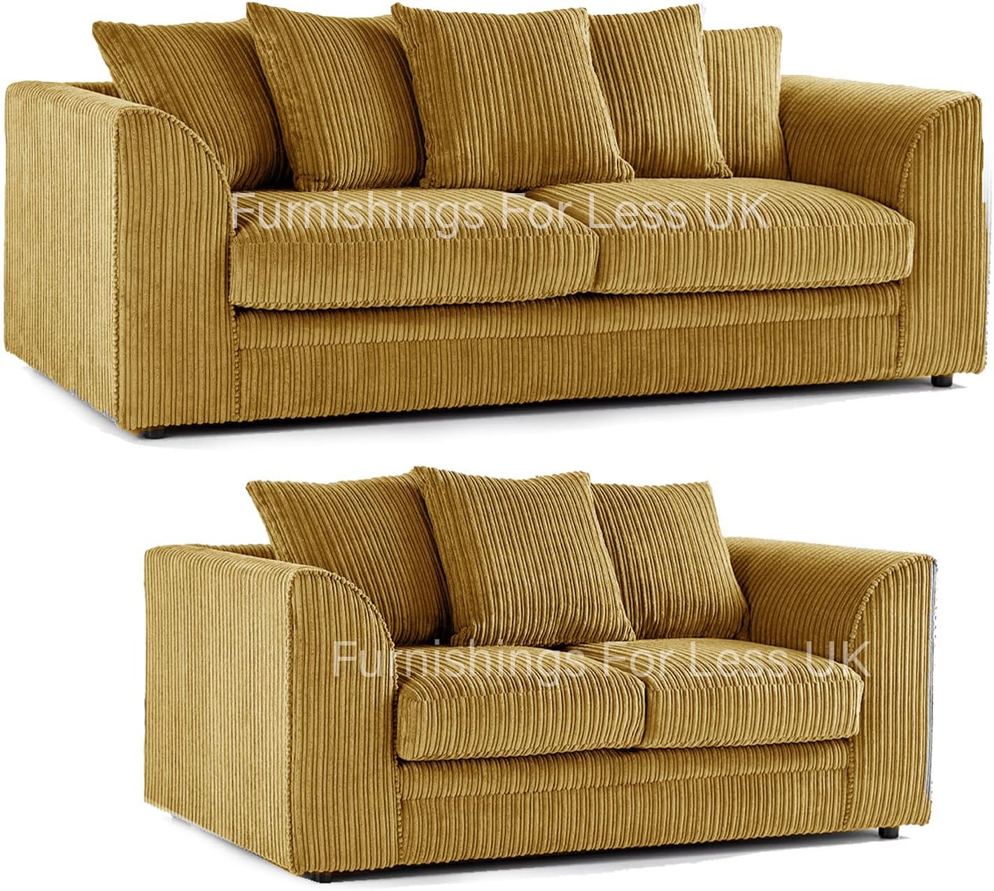 New Luxor Mustard Fabric Sofa Suite 3 Seater and 2 Seater Soft Jumbo