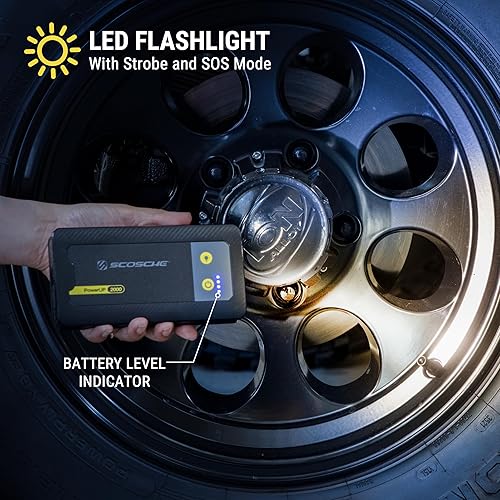 Miniatura 5 de Scosche PBJ2000 Arrancador de batería portátil para automóvil, caja de salto de 12 V, refuerzo de batería de 2000 A, kit de cables de arranque para