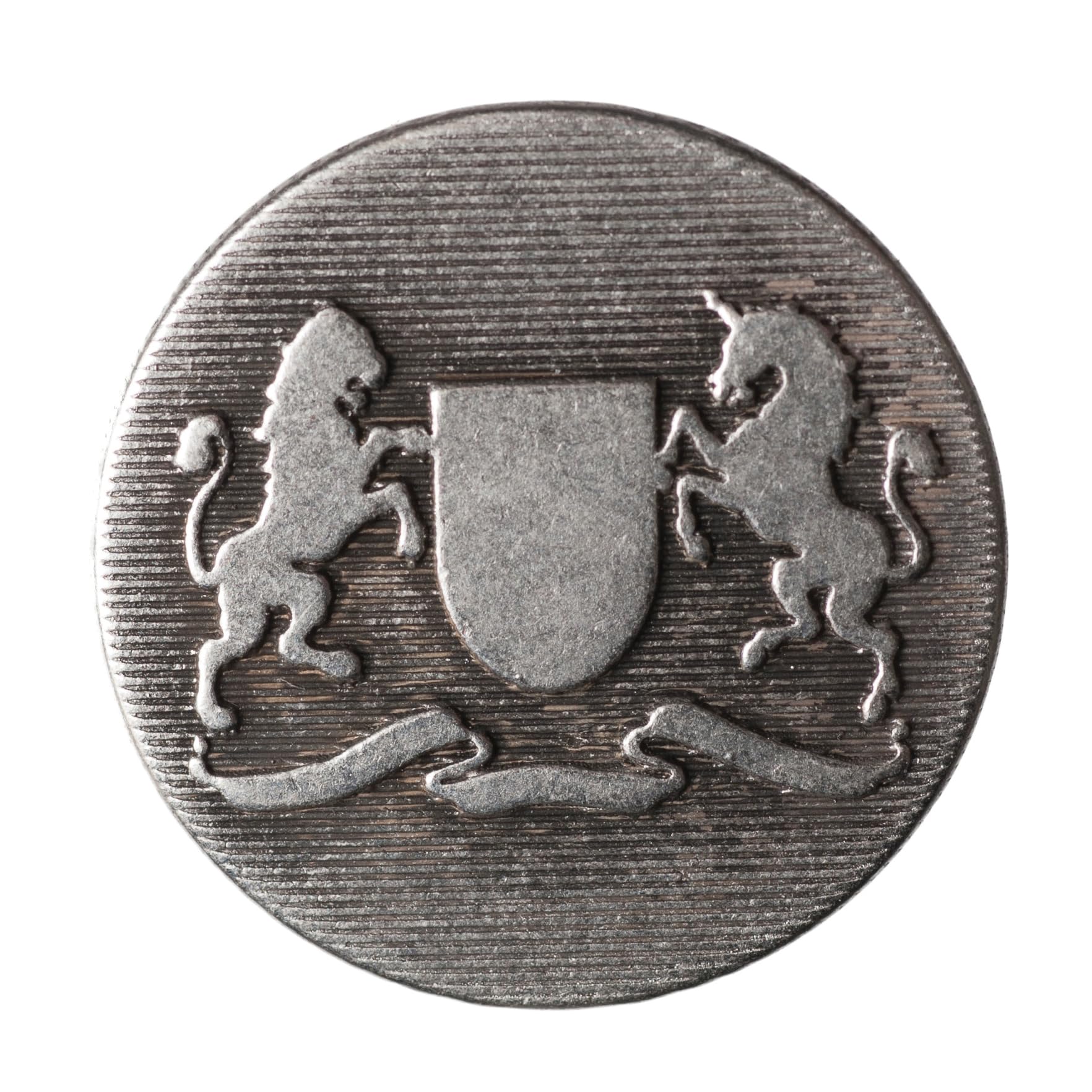 Antique Silver Heraldic Crest Metal Shank Buttons 23mm 2 Pack — image 1