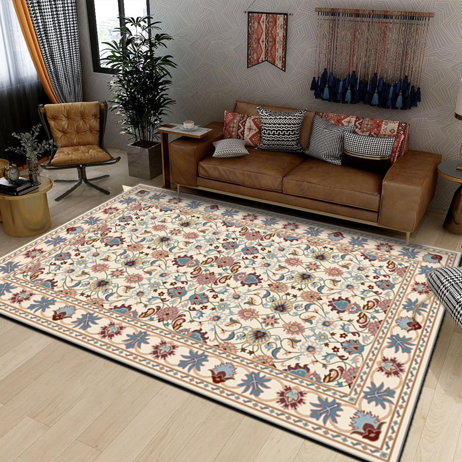 Felpudo Entrada Casa Azul Beige Impresión Alfombra Salon Lavable Alfombra Entrada Casa Exterior Poliéster Felpudo Exterior Lluvia Suave Alfombras de Habitacion Salon Antideslizante Tapete 100x150cm