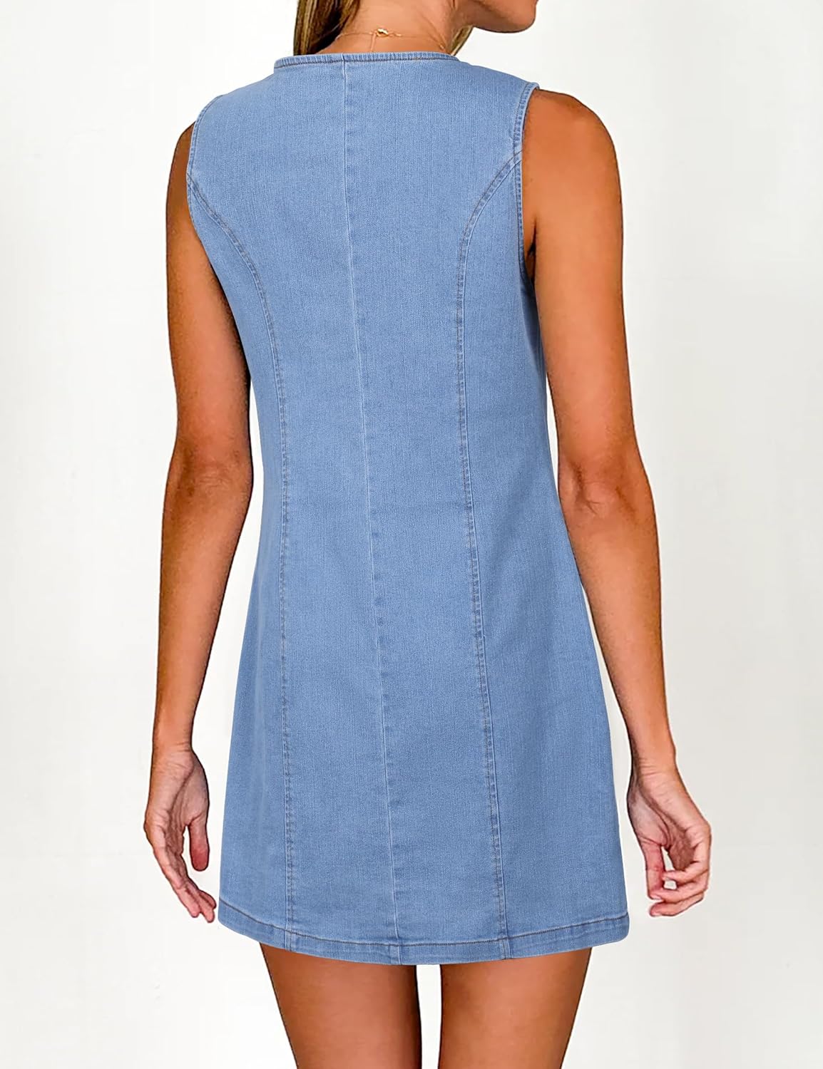 Women's Denim Dress Jean Sleeveless Button Down Shirt Mini Tank Casual Summer Dresses with Pocket 2026 Trendy Outfits - Image 2