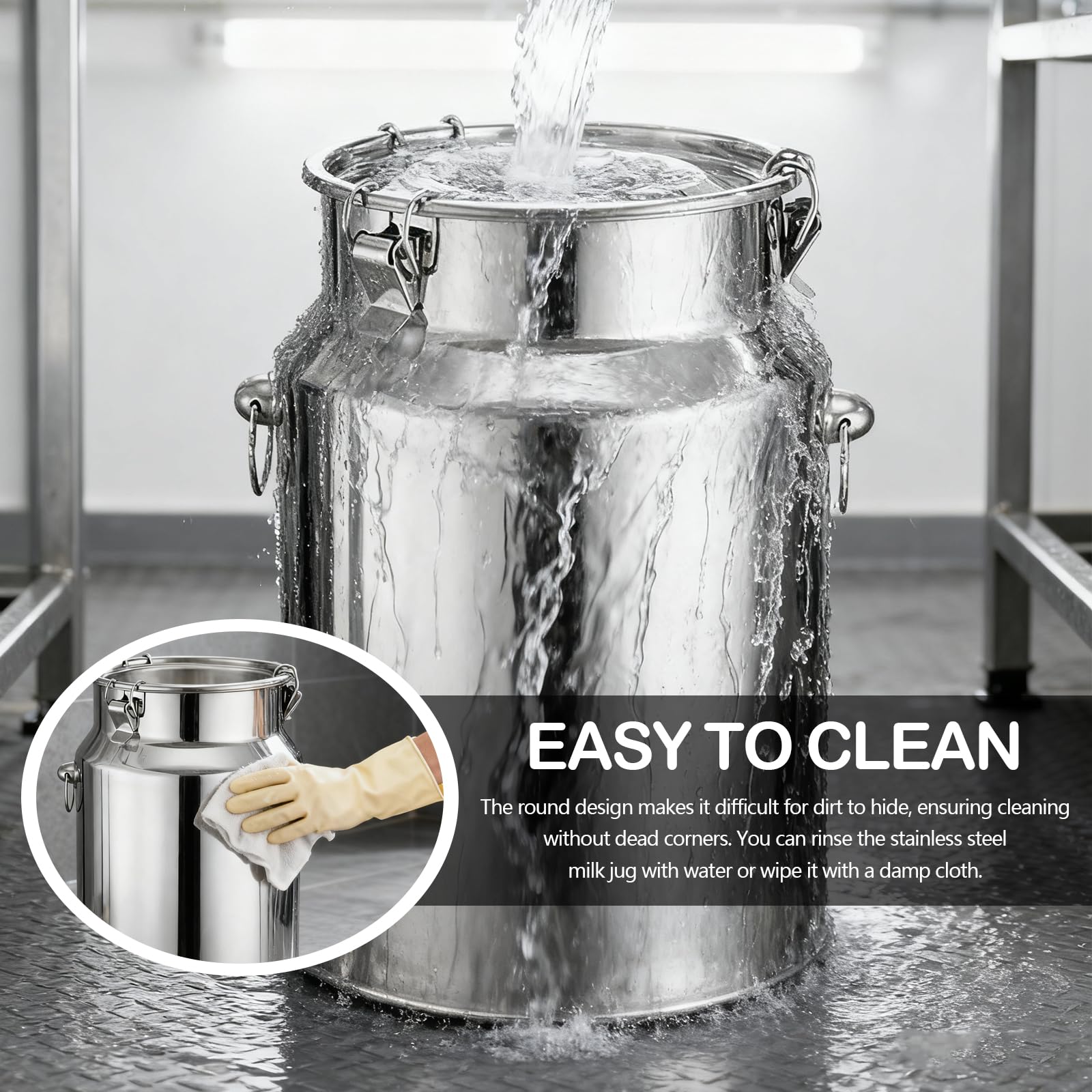 Pot à Lait en Acier inoxydable, Seau à Lait de 9 Litres avec Couvercle Hermétique, Bidon à Laits pour Vin, l'huile, Liquides et Solides en Cuisine, Pot à Laits pour Transport ou Stockage