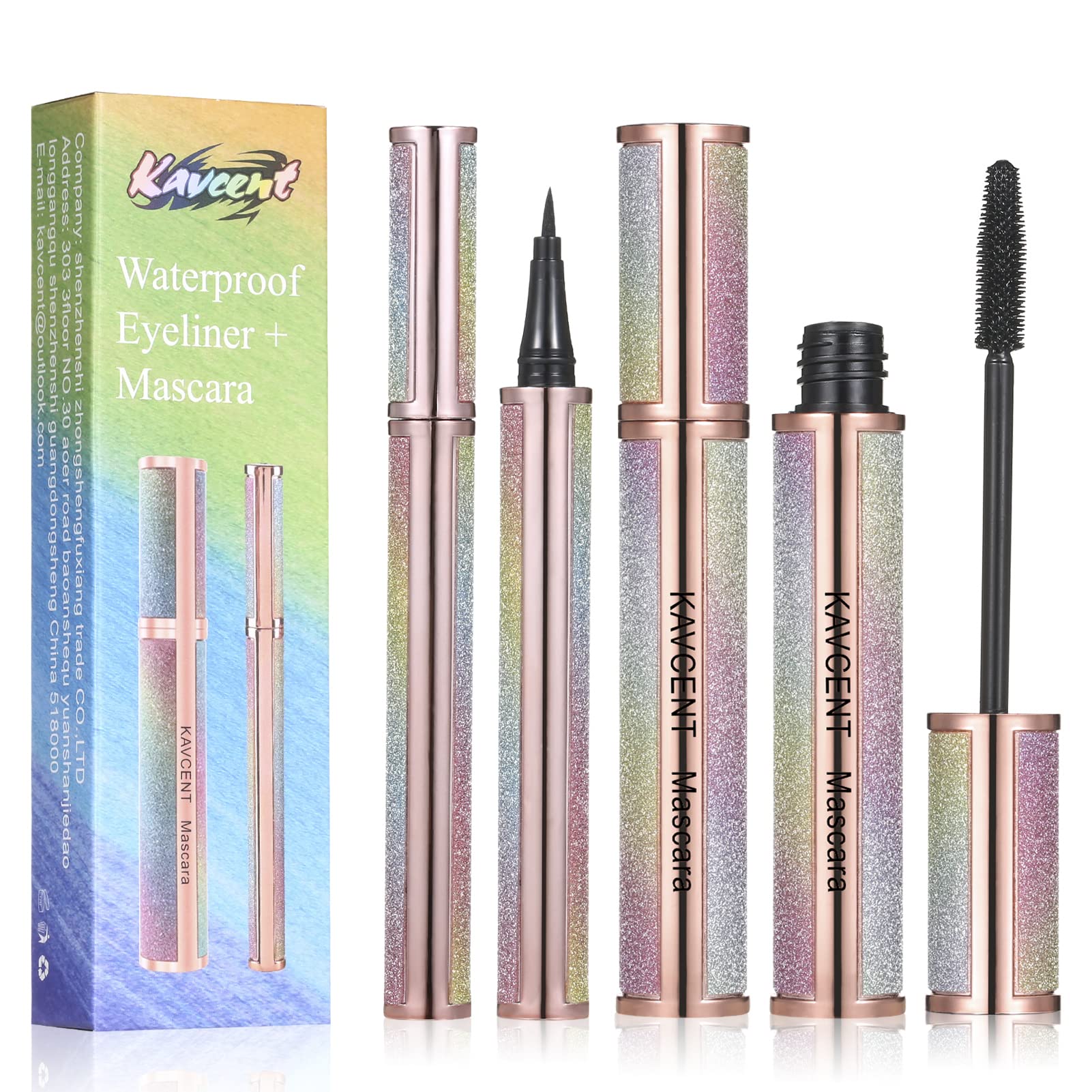 KAVCENT 4D Silk Fiber Lash Mascara & Liquid Eyeliner Set