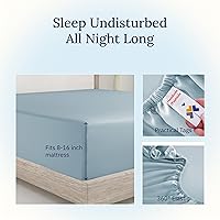 Vista 117 de California Design Den - Sábana ajustada de algodón, suave, 400 hilos, 100 % algodón, elástico que no se zafa, bolsillos profundos, refrescante