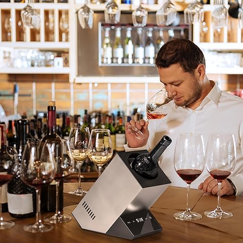 Miniatura 5 de Cobalance Enfriador de vino eléctrico, enfriador de una sola botella para vino de 25.4 fl oz o algo de champán, refrigeradores portátiles que