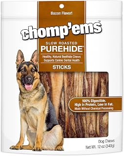 Chomp'ems Purehide Sticks Healthy Natural Rawhide Dog Chew, 12 oz