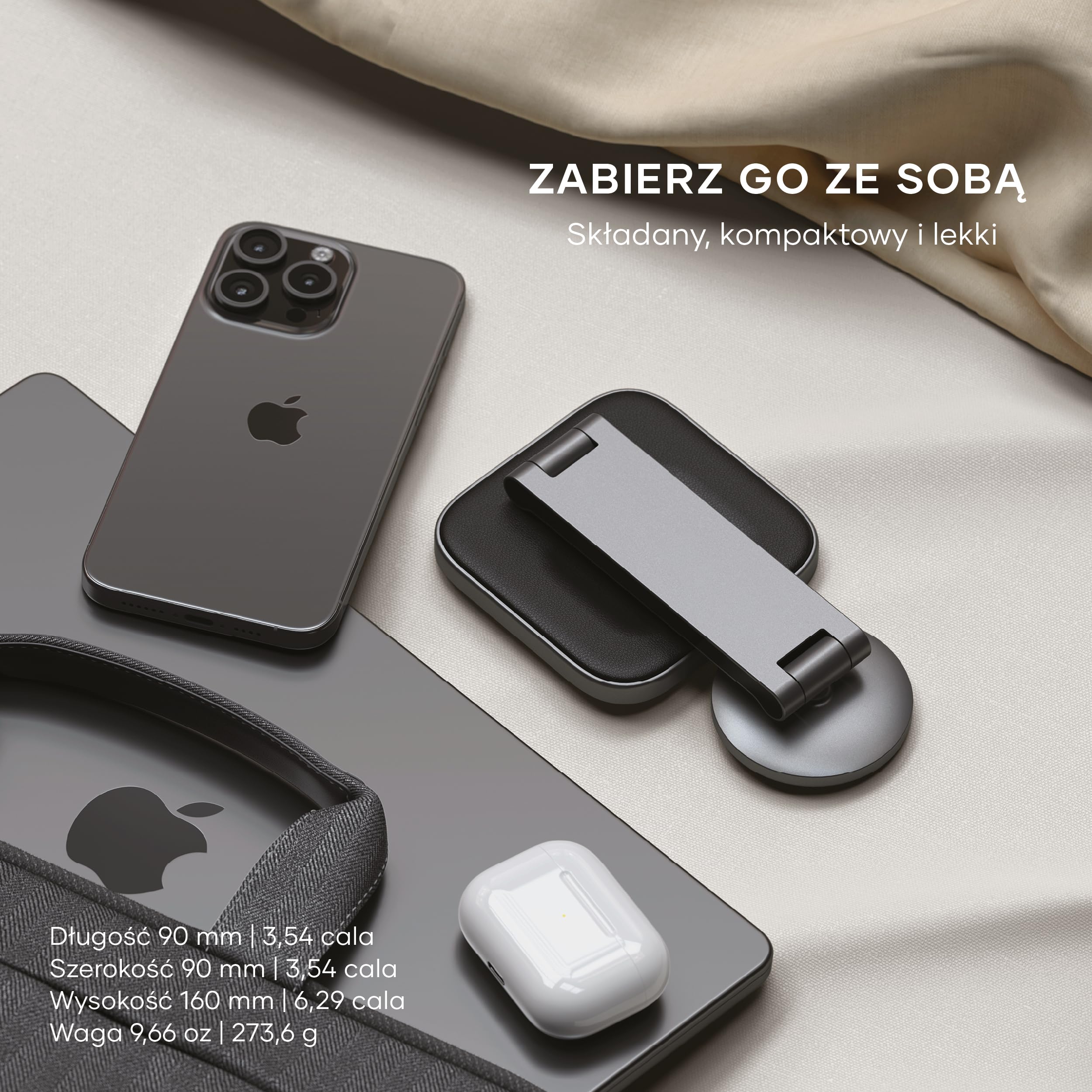 SATECHI OntheGo™ 2 w 1 Składana Ładowarka Bezprzewodowa, 15 W, Certyfikowana Magnetyczna Stacja Ładowania Qi2 Do Wszystkich Modeli iPhone 17 16 15 Do 12 I Apple Watch Series Ultra Se