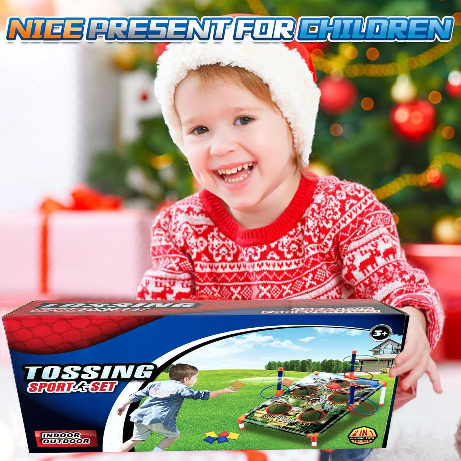 Bean Bag Toss Game for Kids, Kids Cornhole,with 6 Sandbags 6 Rings,Suitable for Children Aged 3-8,Portable Indoor and Outdoor Bean Bag Toss Game Set Gift - Image 8