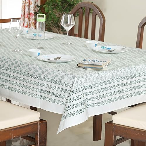 Miniatura 2 de ABHOOH Mantel estampado a mano para mesa cuadrada, mantel con estampado de bloques para decoración de mesa de cocina, comedor, fiestas, bodas,
