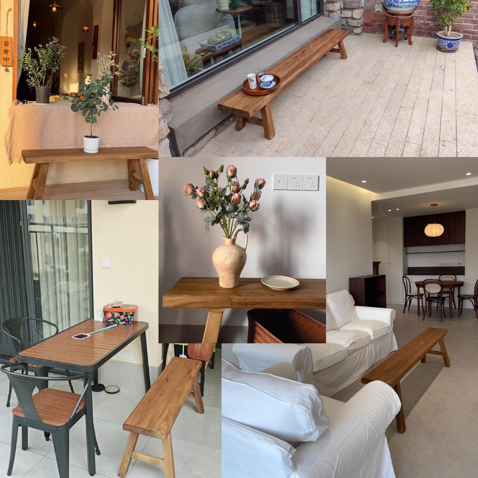 Massivholz Bank Rustikal | Holzbank ohne Lehne als Sitzbank für Flur, Küche, Schlafzimmer, Esszimmer & Balkon | Bettbank & Deko Bank