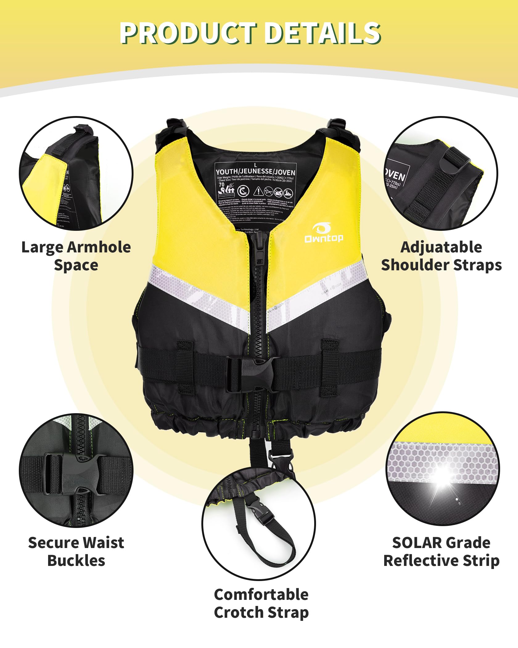 Giubbotto Galleggiante Unisex Regolabile con Cinturino Sottogamba per Kayak Pesca Sport Acquatici