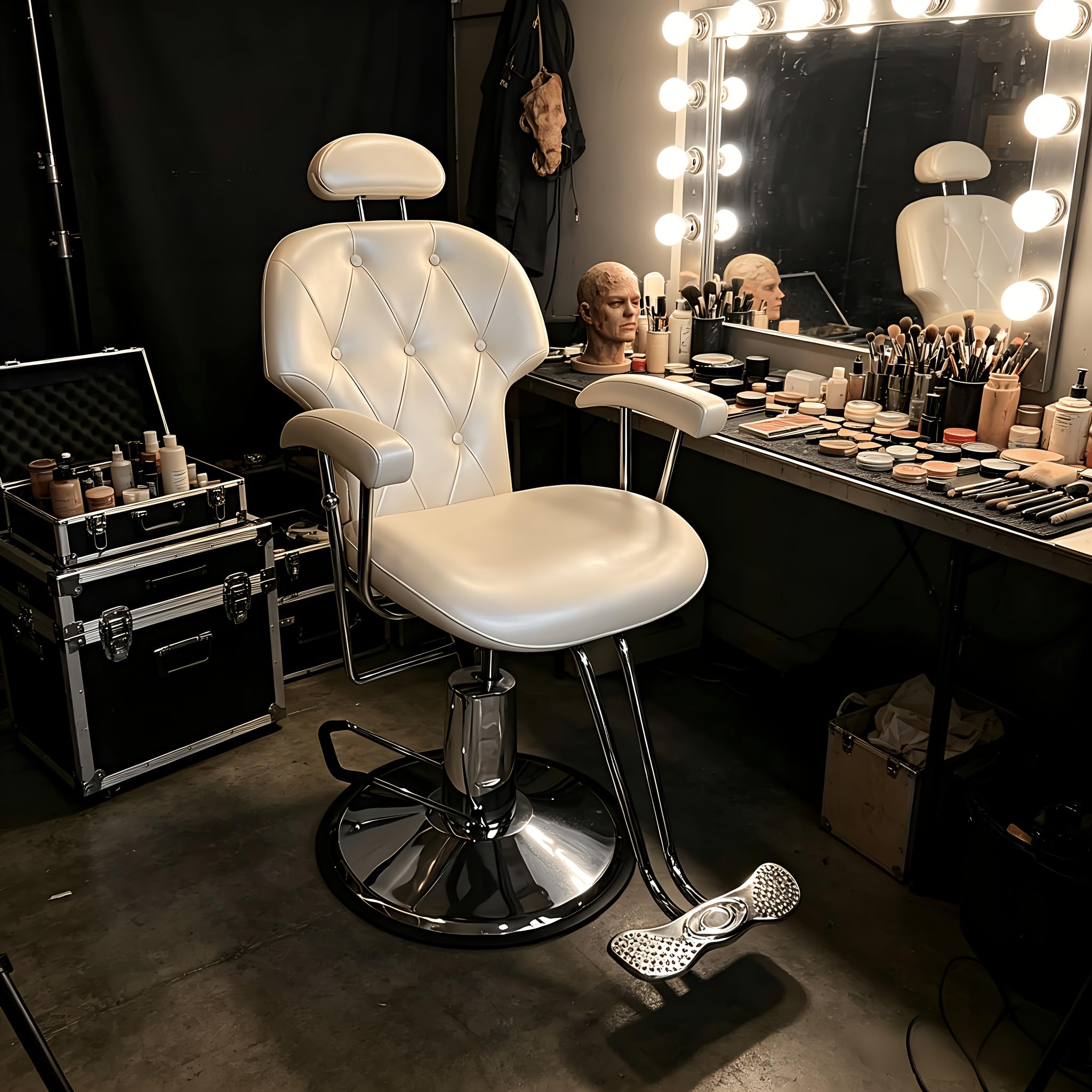 Hydrauliczne krzesło fryzjerskie Wielofunkcyjne krzesło do salonu fryzjerskiego salon kosmetyczny tatuaż makijaż i pielęgnacja twarzy solidna chromowana podstawa