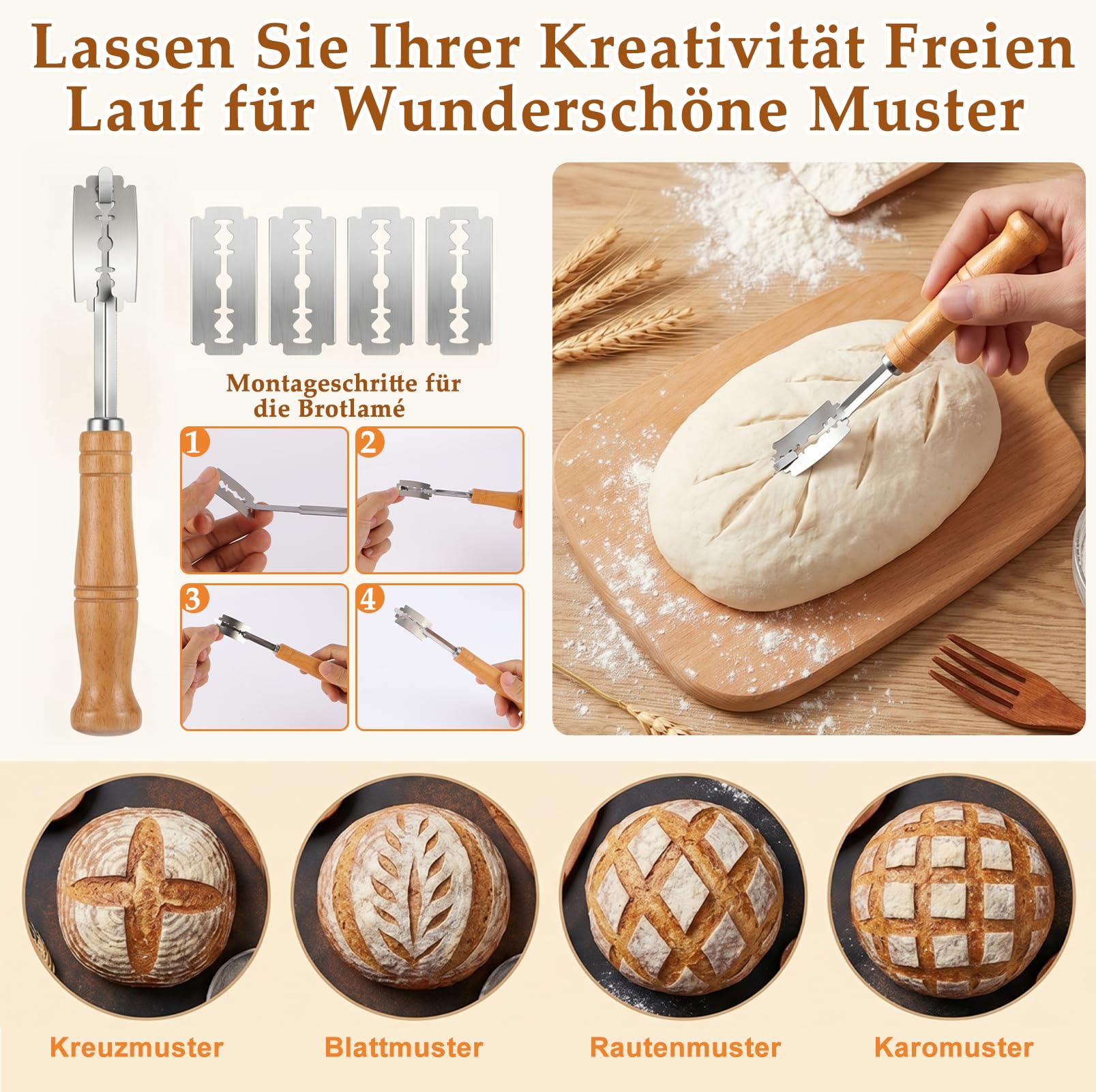 Juego de iniciación para hornear pan de ratán indonesio | kit de iniciación para hornear pan con ribete, raspador de masa, batidor danés y vidrio de almacenamiento, juego completo