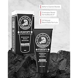 Bossman Fortify Intense Beard Conditioner for Men (Naked - Unscented) - Moisturizes, Replenishes & Protects with Natural Ingredients - Thicker Formula, Made in USA
