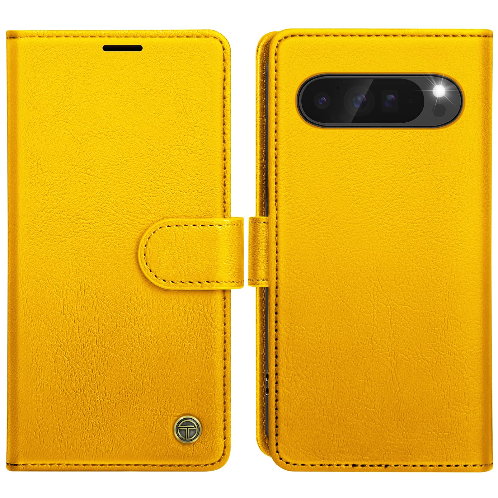 for Google Pixel 9 Pro XL Case, Flip Wallet Leather Phone Cover with [4 Card Slots] [Kickstand] [RFID Blocking] Magnetic Protective Shockproof Cover for Pixel 9 Pro XL Case - Orange