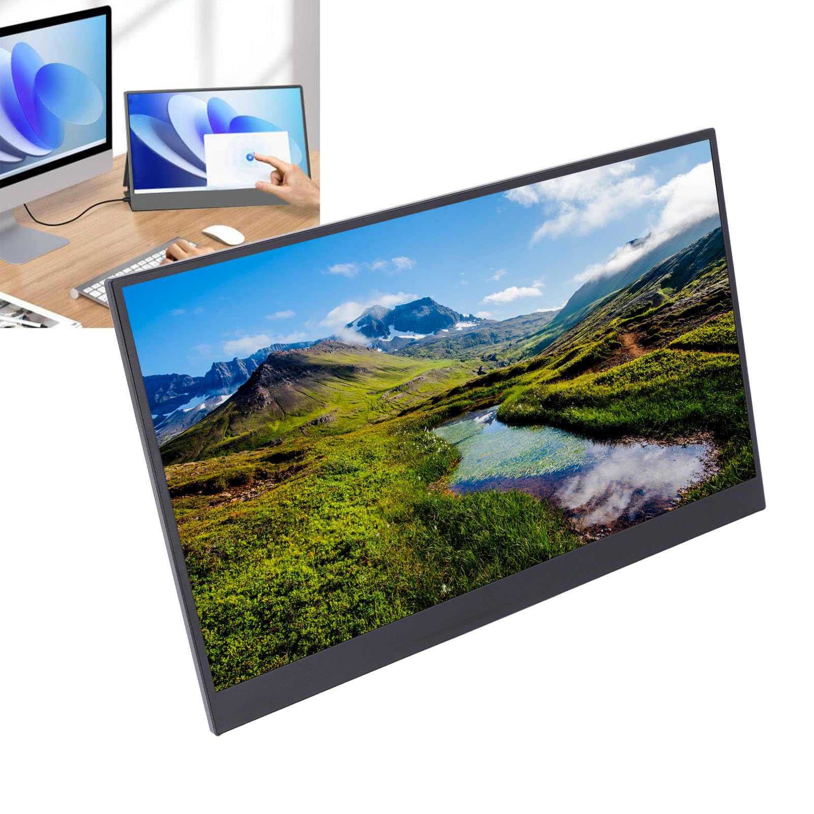 Wyświetlacz Dotykowy IPS o Przekątnej 15,6 Cala, Cienki, Lekki Przenośny Monitor Full HD 1080P z funkcją Plug and Play Typu C, do Konsoli do Gier na Laptopie i Smartfonie