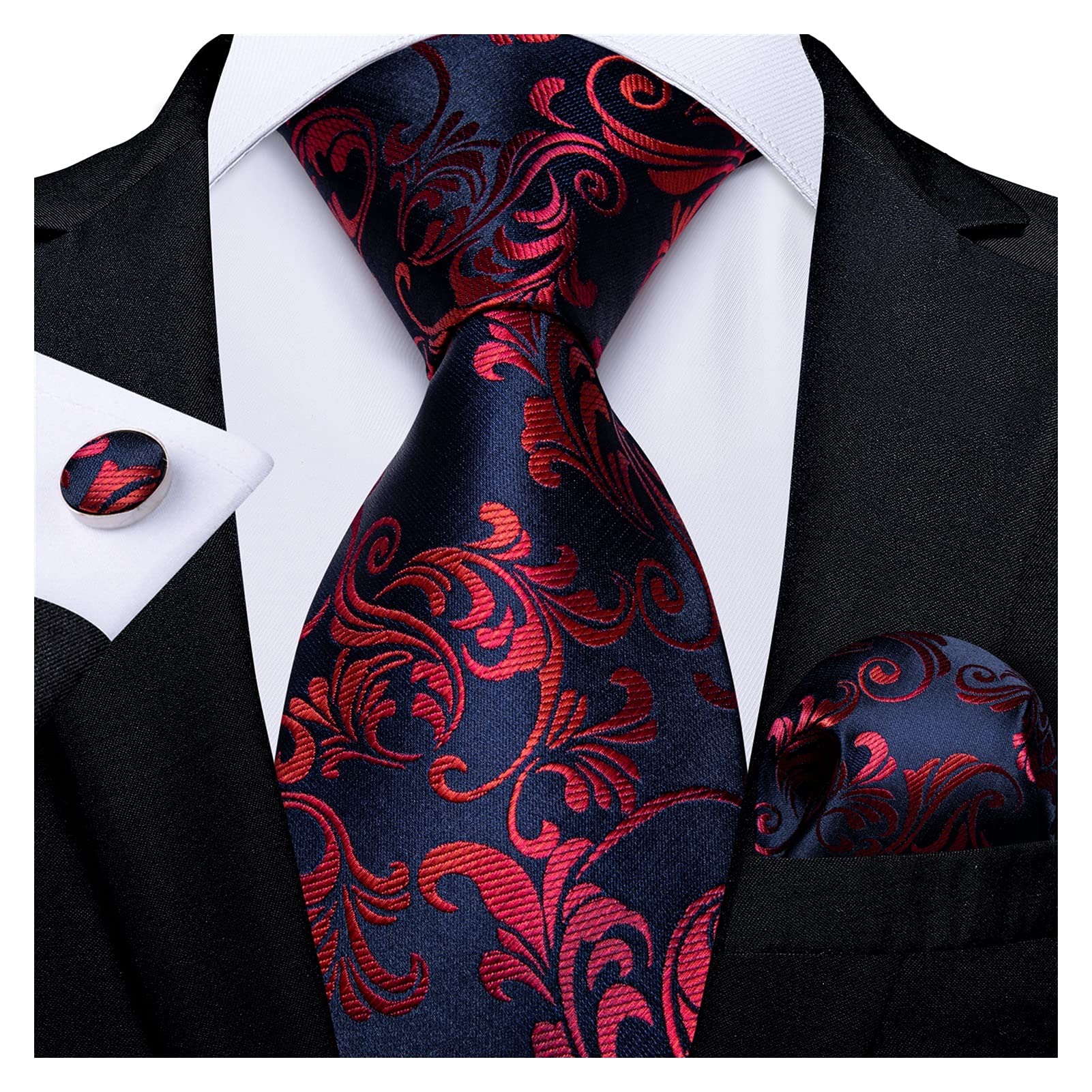 Pjryc Men's Mj-7385 Tie Wedding Tie For Hanky Cufflinks Silk Tie Set Party Business (Color : Size : One Size)