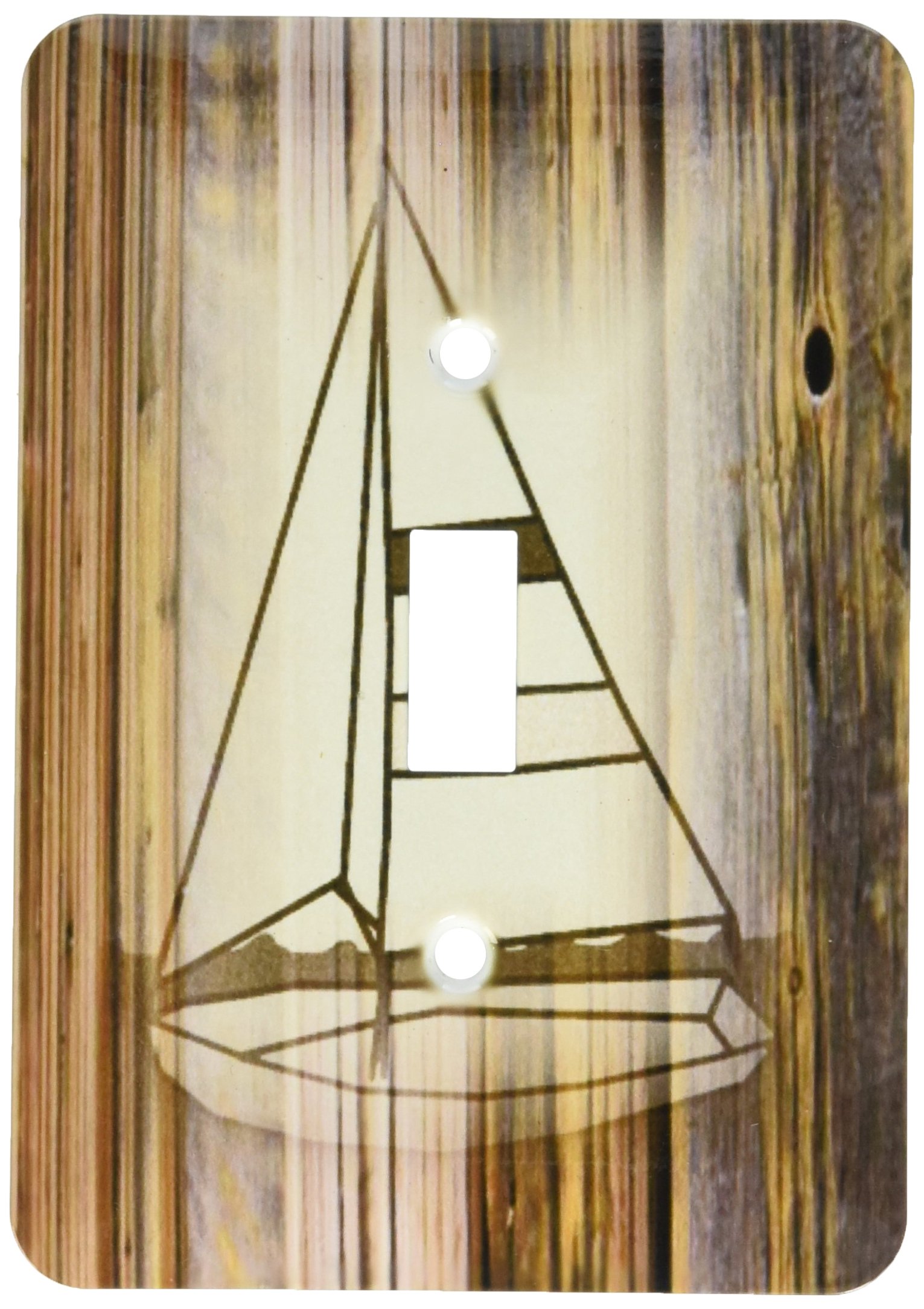 Cubierta para interruptor de luz 3dRose lsp_174003_1 de madera con velero sepia