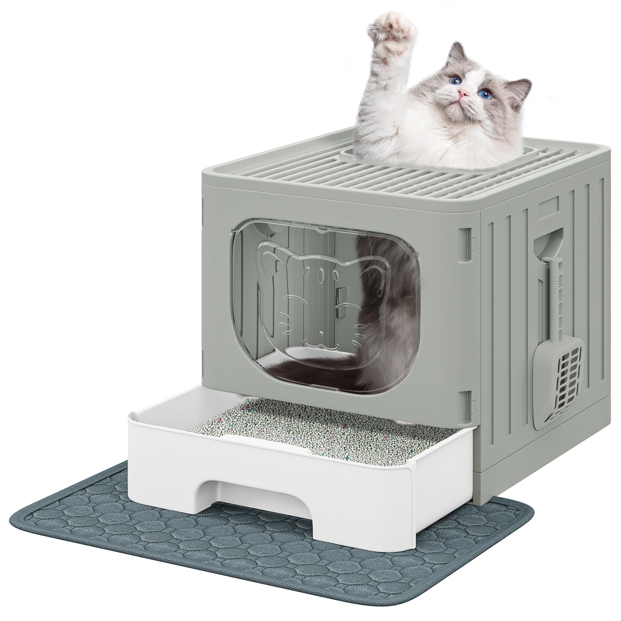 PawHut Katzentoilette Katzenklo Mit Deckel Und Streuschaufel, Für