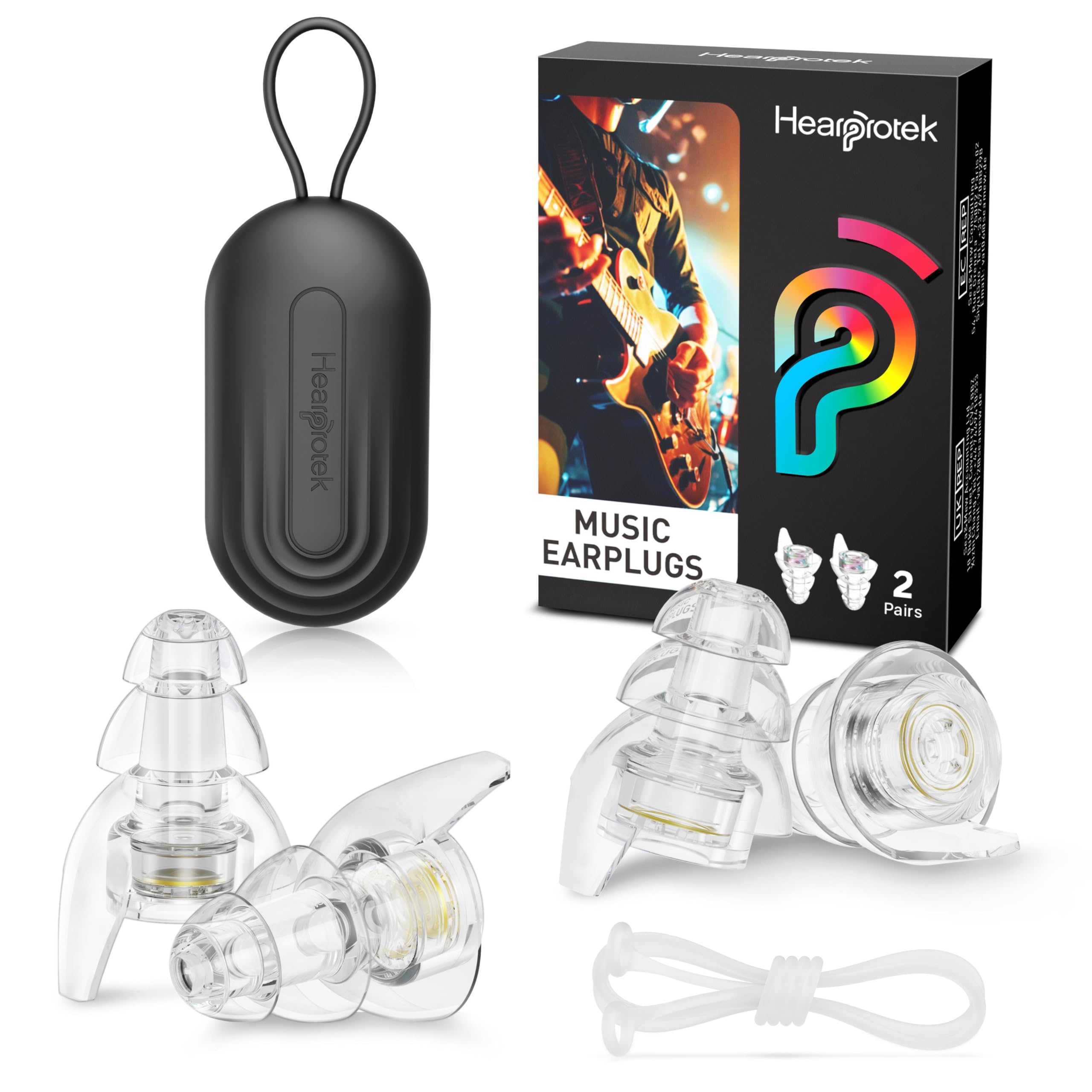 Photo 1 of Hearprotek Concert Ear Plugs, 2 Pairs High Fidelity Musician Ear Plugs for Concerts Loud Music-Noise Reduction Ear Protection Reusable Earplugs for Rave,Festival,Music,Tinnitus Relief,Clear