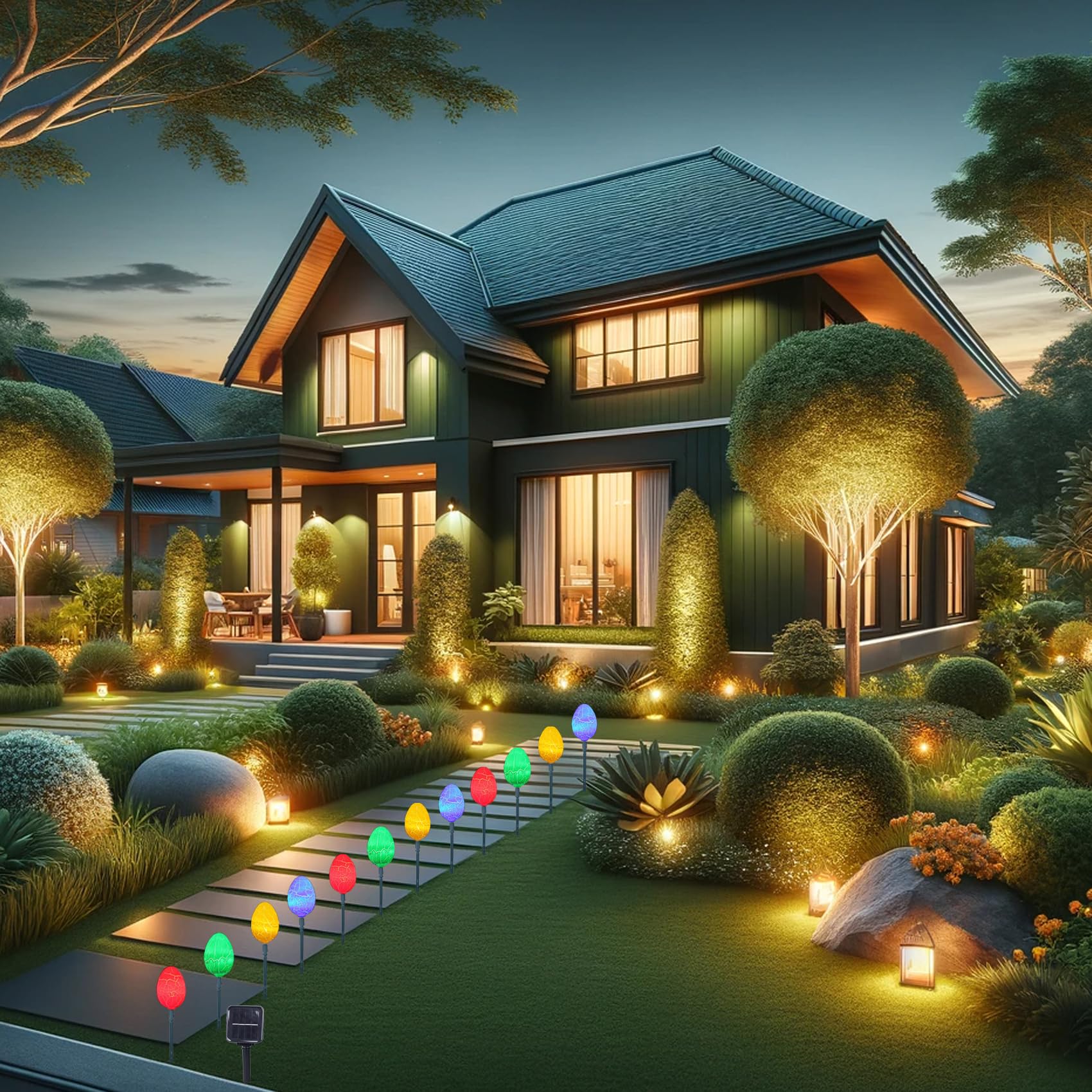 Amazon.co.jp: イースターソーラーエッグステークライト LEDソーラー