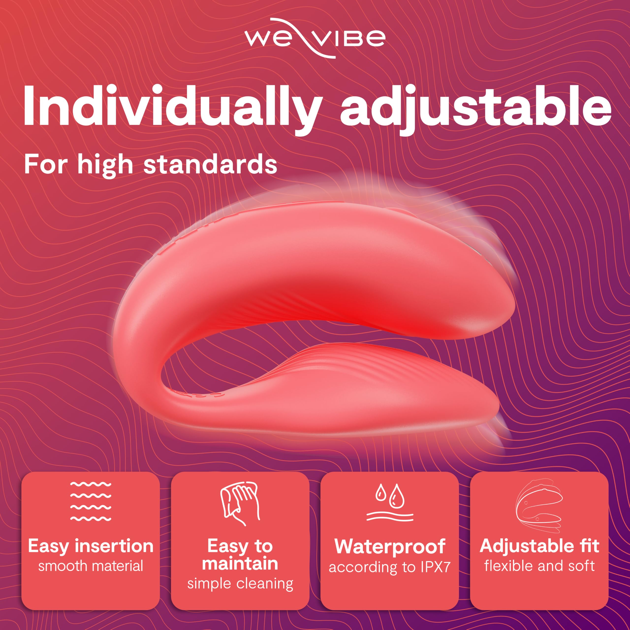 We-Vibe Chorus Vibratore per Coppie - Sex Toy per Uomo Donna - Punto G e Clitoride - con Telecomando Squeeze e Controllo App - Impermeabile