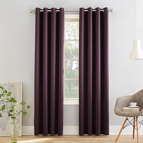 Sun Zero Barrow - Juego de 2 paneles de cortinas con ojales de ahorro de energía, 54 x 54 pulgadas, morado ciruela