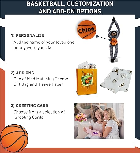 Miniatura 2 de DolliBu Peluche de oso negro con felpa de baloncesto, oso negro suave con brazos largos, adorable juguete de peluche, juguete de peluche