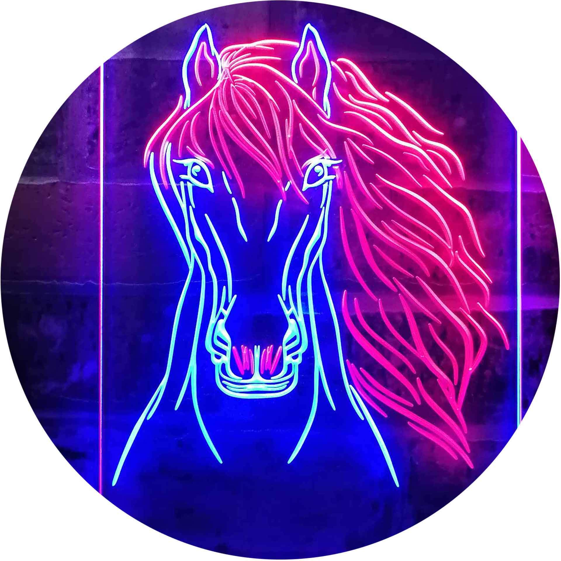 Advpro Red & Blue Horse Head Animal Display Dual Color Led Neon Sign 300 X 400Mm St6s34-I3234-Rb