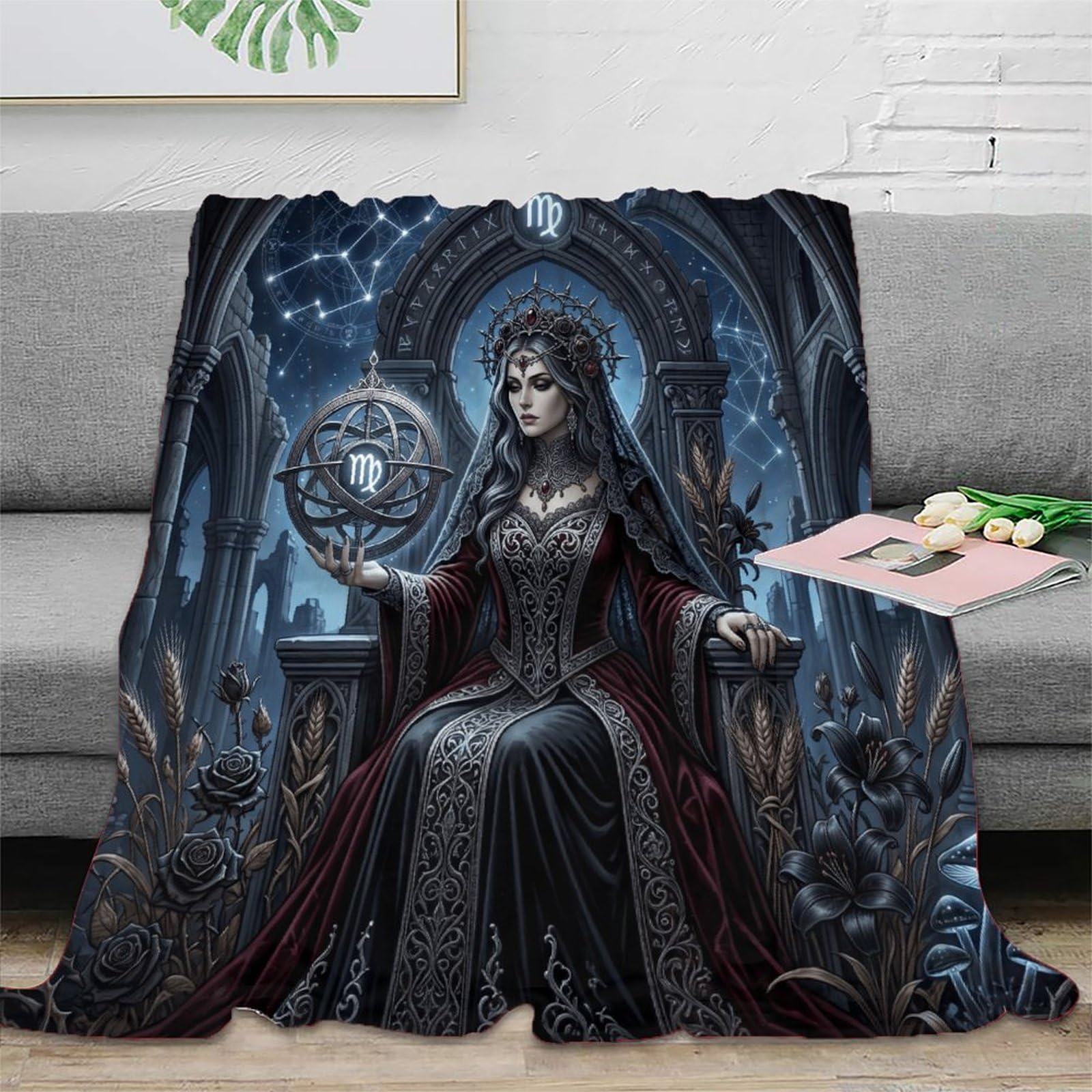 W7C8U2X3 Virgo Zodiac Mysterious Flannel Throw Blanket, Bedroom Sofa Couch