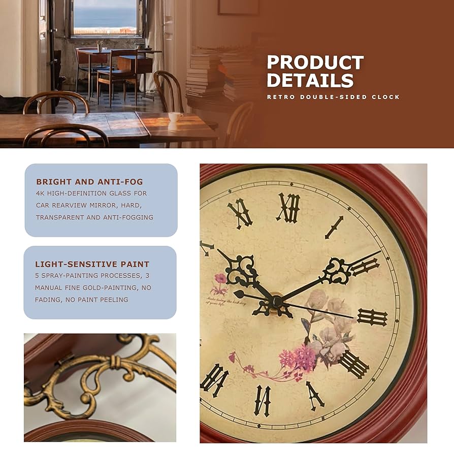 Amazon.co.jp: 9インチ 両面壁掛け時計 ヴィンテージ