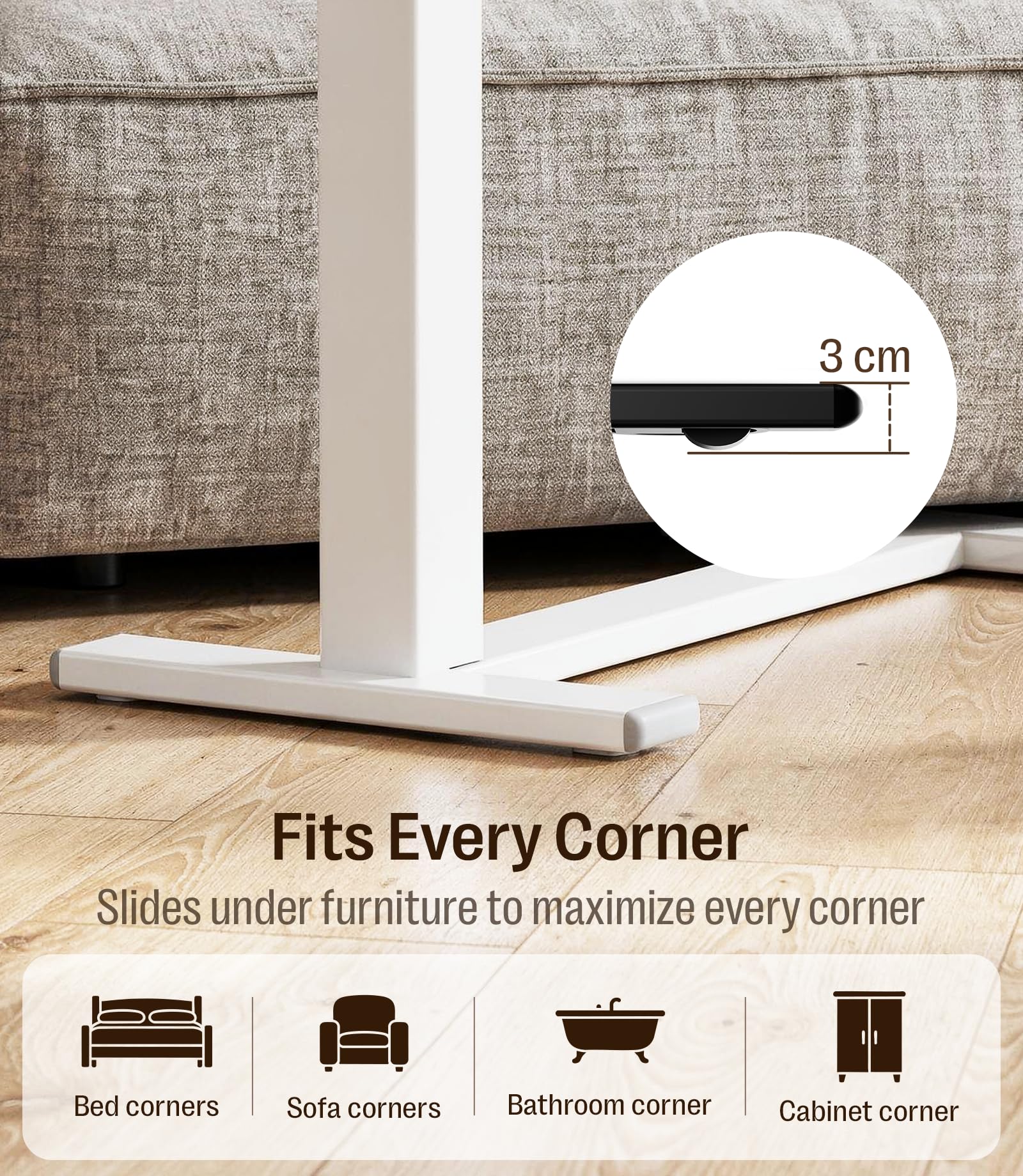 MAIDeSITe Table d’appoint en Forme C avec roulettes, Table réglable en Hauteur avec Plateau inclinable Double et butée, idéale pour Soins, Lecture et télétravail（Blanc）
