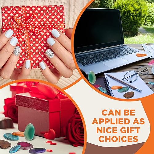 Miniatura 6 de 50 piezas de cristales de ágata pulida a granel, rodajas ligeras de mesa de ágata pulida, cristales curativos irregulares, piedras de geoda