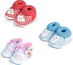 Baby Boys & Girls Cotton Anti-Slip Soft Sole Light Weight Shoes Booties for 0 to 12 Months, Infants Newborn Fancy Shoes