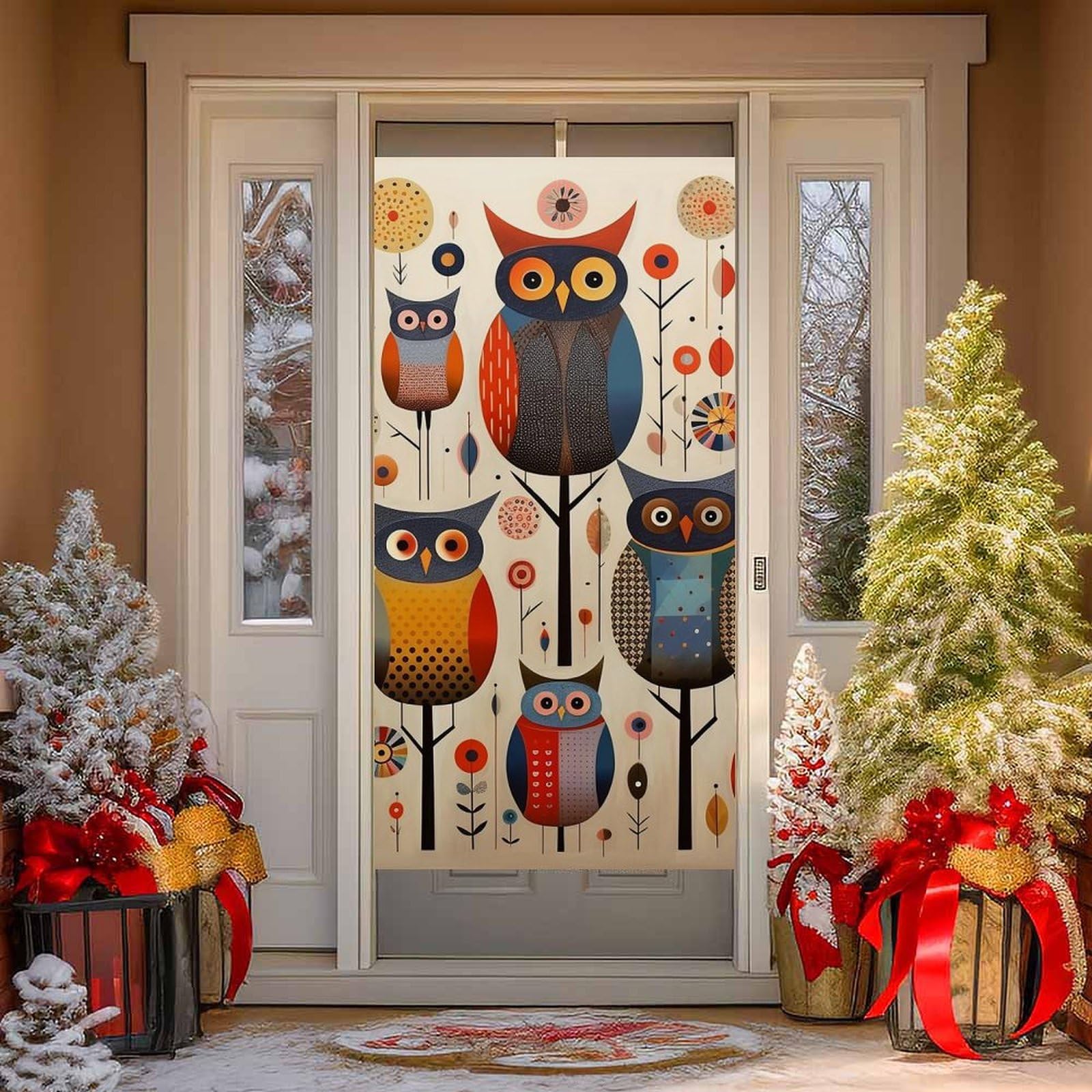 NTVOWPZO Patchwork Owl Door Curtains for Doorway Privacy Dividers Door Banner Blackout Curtains Fabric Door Window Curtain for Home Bedroom Kitchen Decor 35.4x70.9 in Decorative Banner