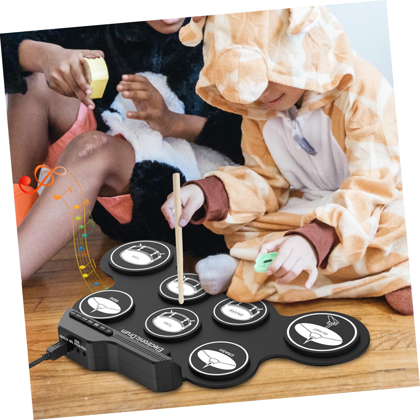 Batería Electrónica Portátil USB Digital Negra para Principiantes