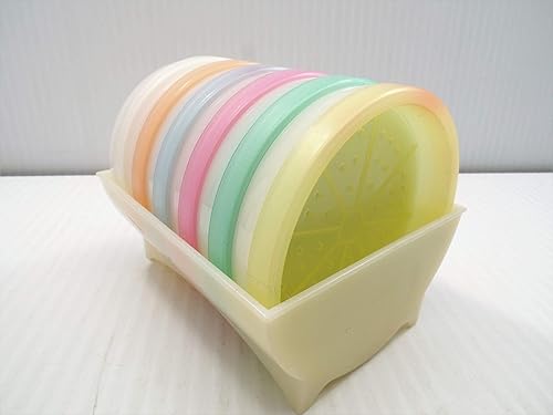 Vintage Tupperware Set of 6 Coasters in Tray -- as shown