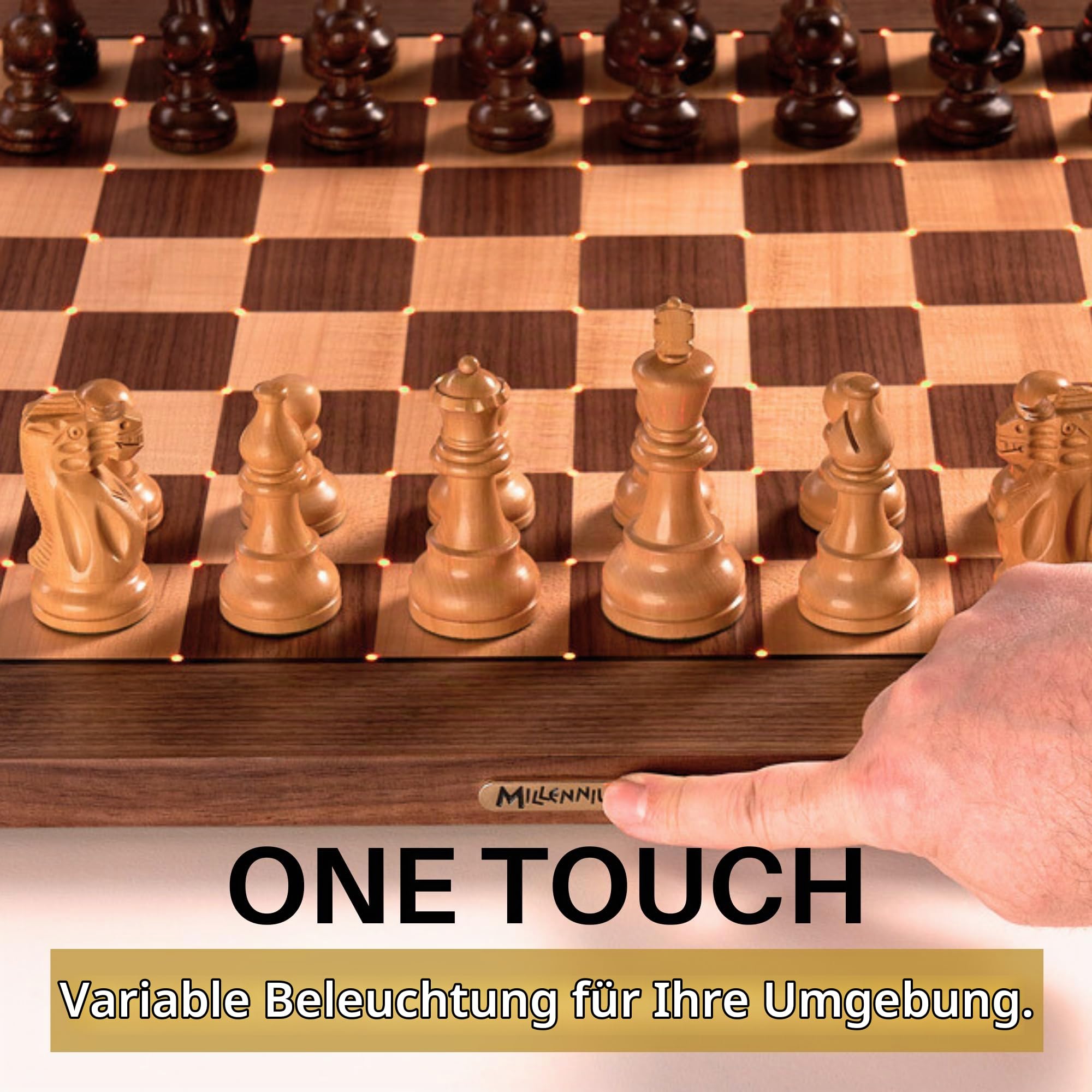 MILLENNIUM Supreme Tournament E-Board Set - Elektronisches Turnierschachbrett mit hochwertigen Holzfiguren, inklusive ChessLink-Modul für Online-Schach gegen Spieler aus der ganzen Welt