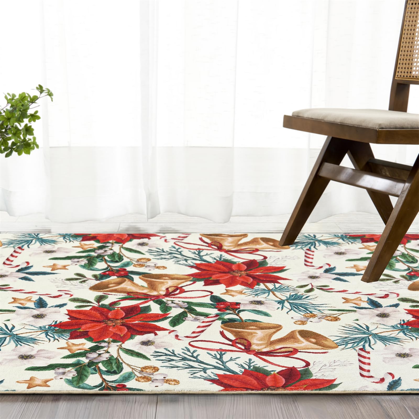 Amazon.com: Vintage Floral Christmas Area Rugs 4x6 Washable - Thin