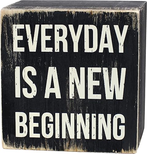 ARTGIFTHOU Letrero vintage de madera envejecida para decoración de pared del hogar, mesa, estante, oficina, decoración artística, Everyday Is A New