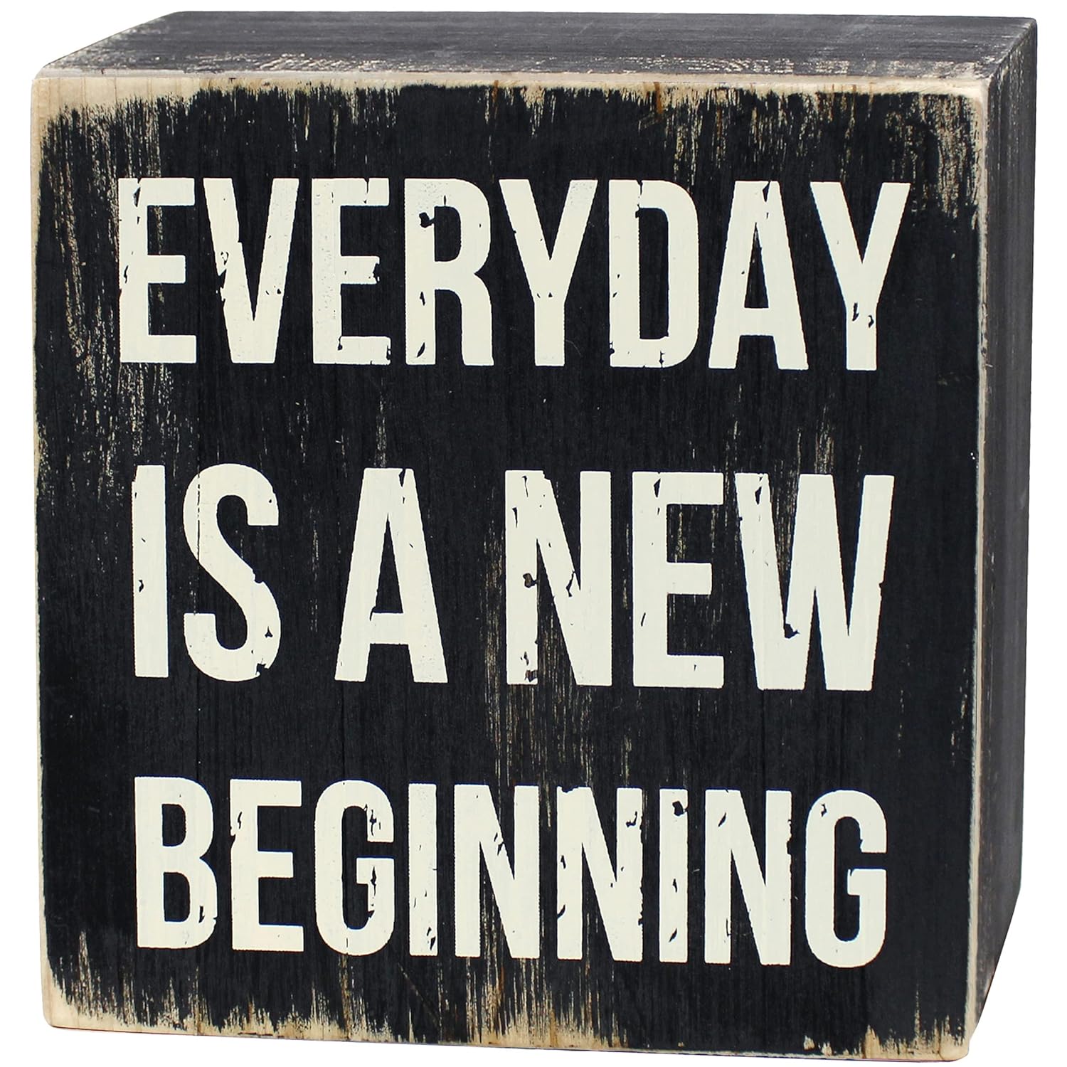 ARTGIFTHOU Farmhouse Distressed Wood Box Sign Vintage Signs Decor for Home Wall/Tabletop/Shelf/Office Decoration Art, Everyday Is A New Beginning