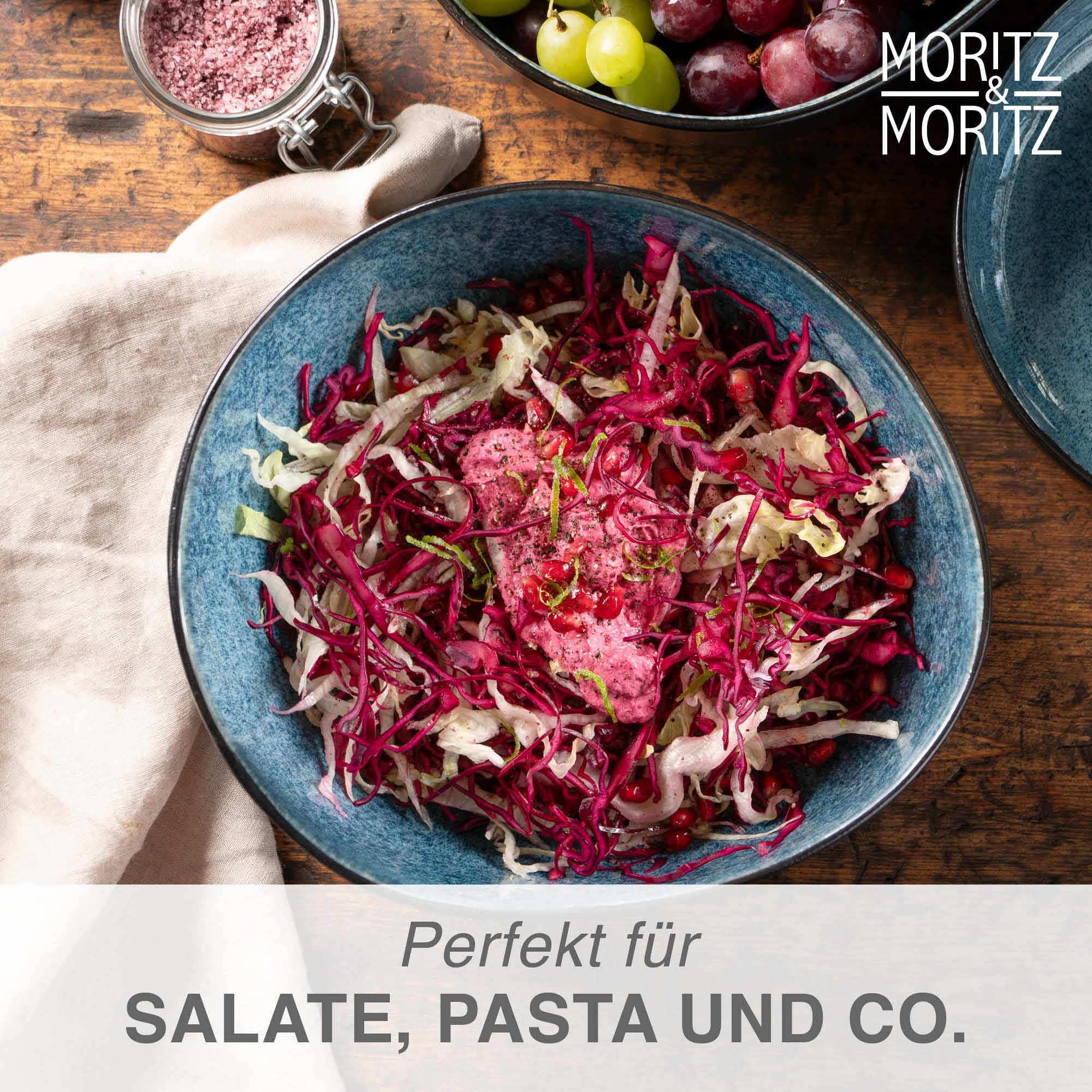 Moritz & Moritz Organic Lot de 2 grands bols de service bleus en grès de qualité supérieure, modernes et intemporels, passent au micro-ondes et au lave-vaisselle, parfaits pour les salades, les pâtes