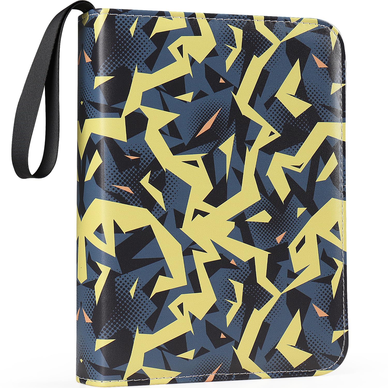 VEELAM 4 Pocket Card Binder, 3-Ring Trading Card Binder with Zipper for 400 Cards Collection, Black Yellow