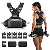 PACEARTH Adjustable Weight Vest 4-10lbs / 11-20lbs / 20-32lbs X-Shape Weighted Vest for Women and Men, Home Workout Ironsand Vest with Zipper Pouch and 6 Weight Packs, Available in Pink, Gray, Black