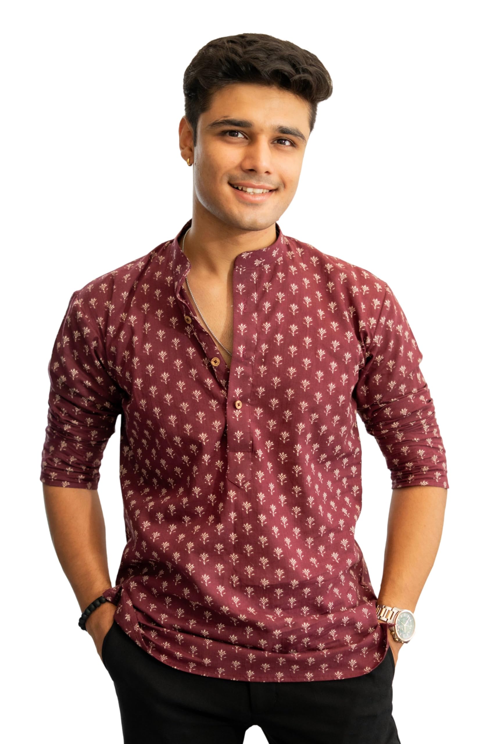 shasak The Vintage Maroon Short Kurta with Butti Print(S-10XL)-picture-22