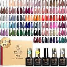 ROSALIND Vernis Semi Permanent, 48PCS Nude Marron Rouge Orange Violet Couleurs Vernis Gel Semi Permanent, Mini UV/LED Semi-permanent Bleu Vert Gris Nail Art Manucure Automne Hiver