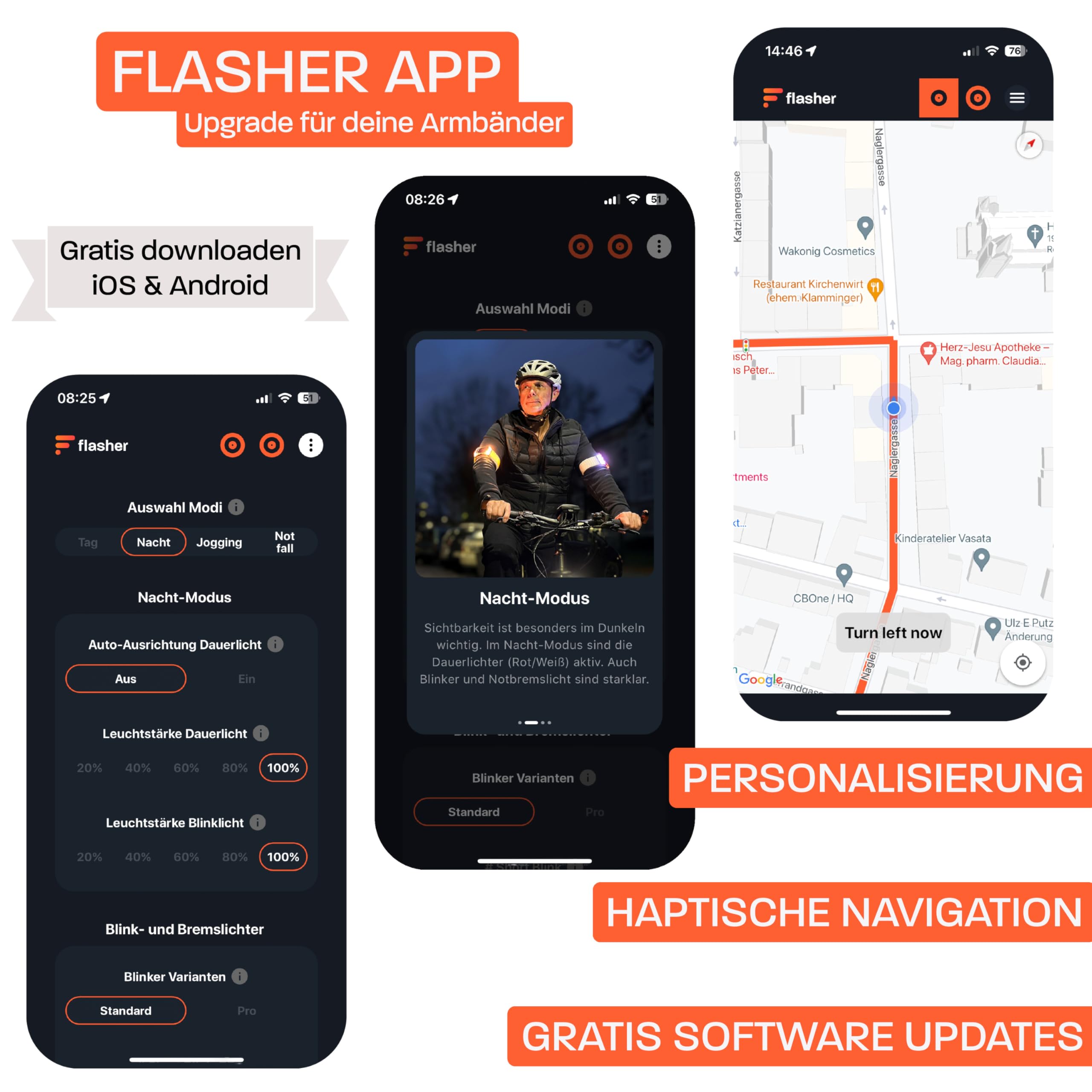 Flasher Patentierte Blinker Armbänder für Fahrrad, E-Scooter, Läufer | Smartes Bremslicht, Blinklicht, Frontlicht, Rücklicht | Die Höhle der Löwen