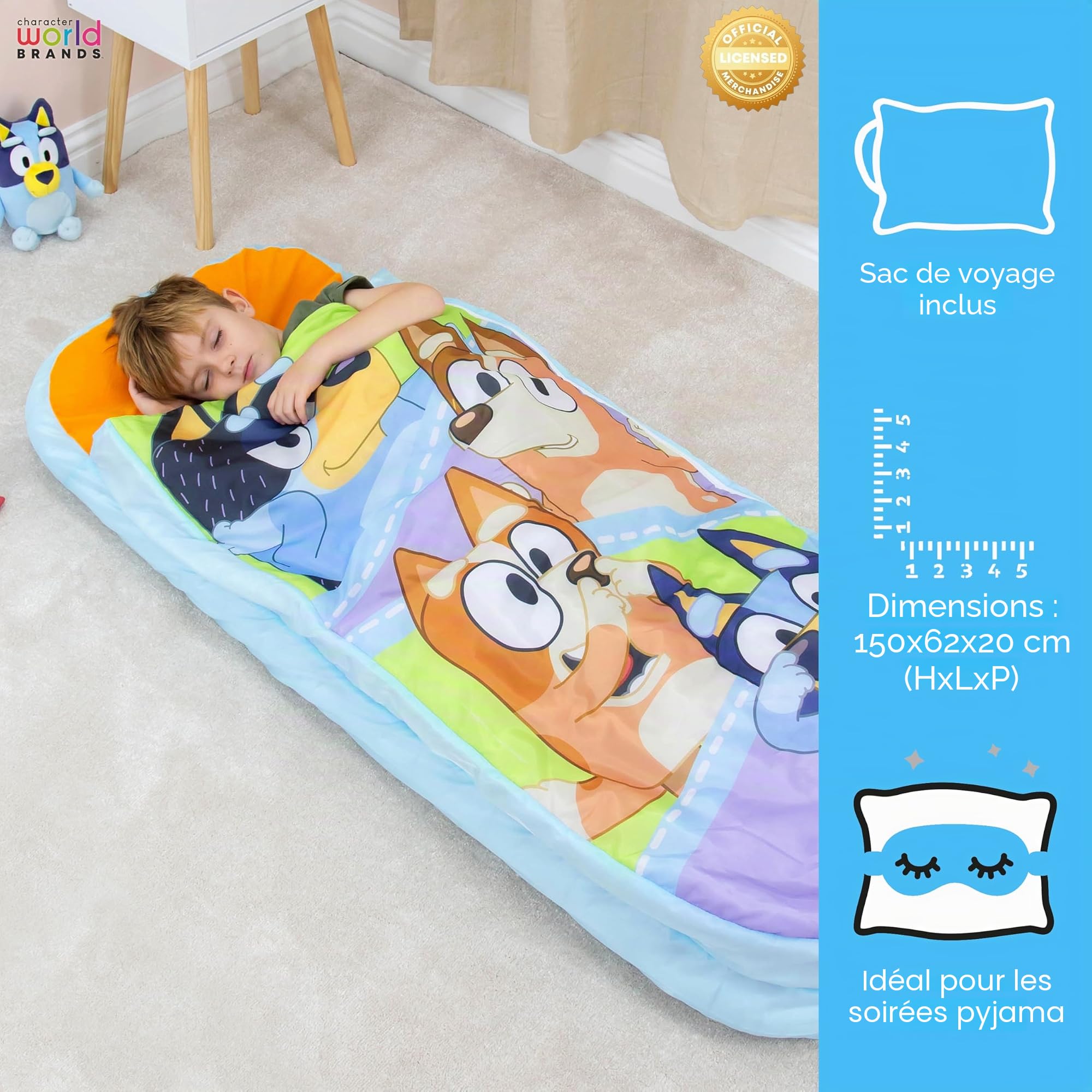 Bluey Matelas Gonflable Officiel ReadyBed pour Enfants avec Pompe